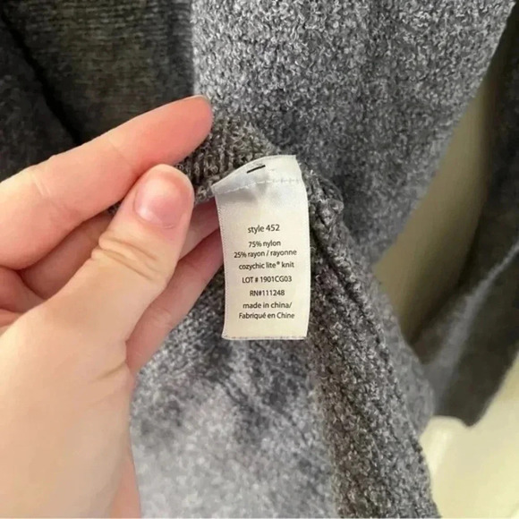 BAREFOOT DREAMS Grey CozyChic Lite Circle Cardi - Picture 4 of 6